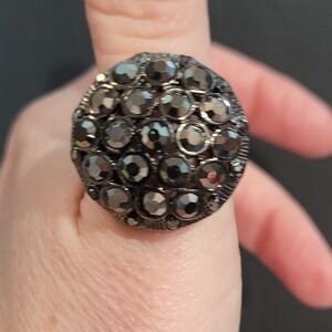 Premier Gunmetal Statement Cocktail Ring Size 11.5 Bold Edgy goth grunge punk